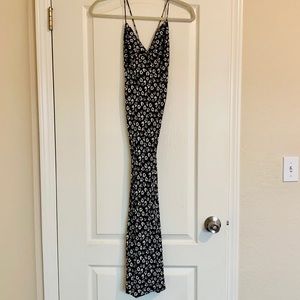 Blue life black and white floral midi dress